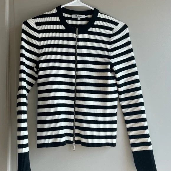 Madewell Black and White Striped Cardigan - Picture 2 of 4